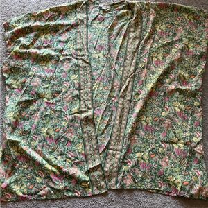 LOFT Green and Pink Floral Kimono